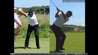 Jon Rahm golf swing  Long Iron faceon amp downtheline July 2017 [upl. by Kermie]