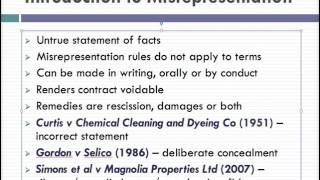 Misrepresentation Lecture 1 of 4 [upl. by Miguela202]